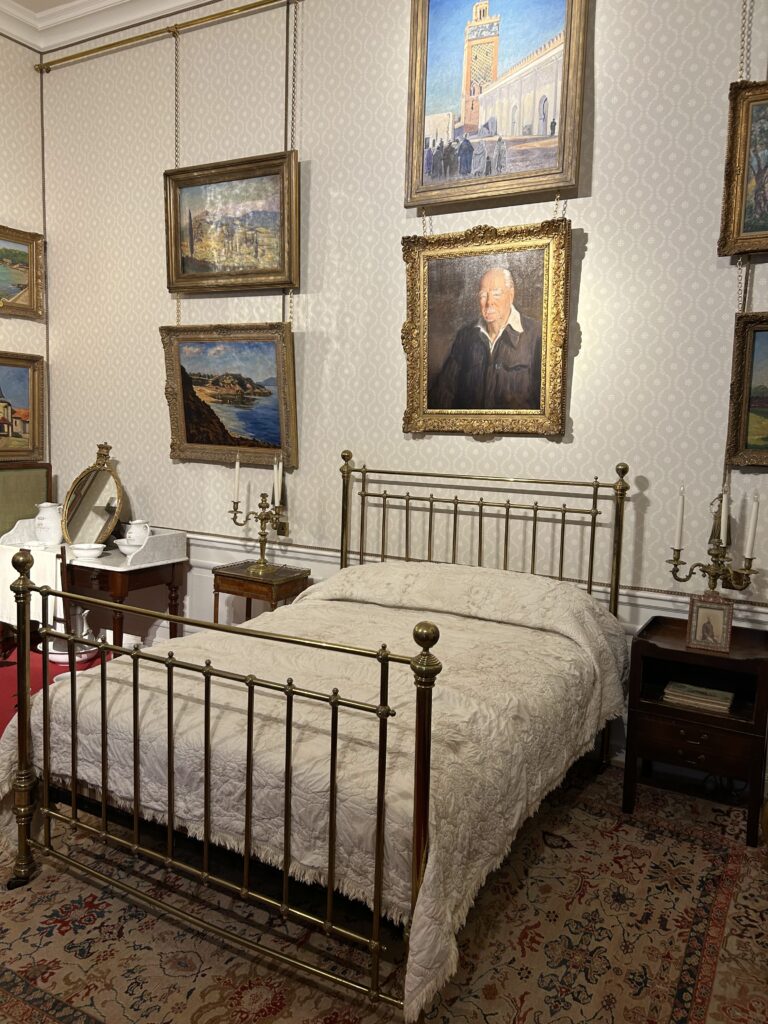 Winston Churchill's mother was visiting Blenheim Palace and went into labor early. On a tour of Blenheim, you visit the room where Winston entered this world, with its walls adored with several original paintings created by Winston. The historic room at Blenheim Palace where Sir Winston Churchill was born, featured in our Winston Churchill across England travel guide.