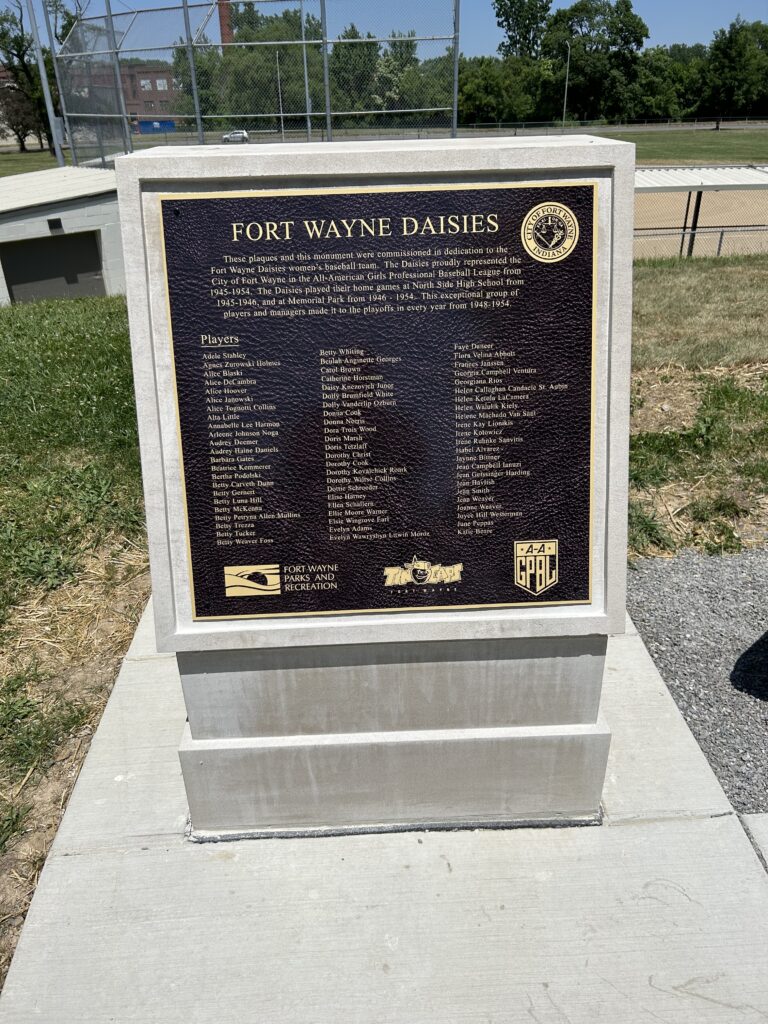 fort wayne birthplace of major league baseball daisies monument plaque at fort wayne indiana