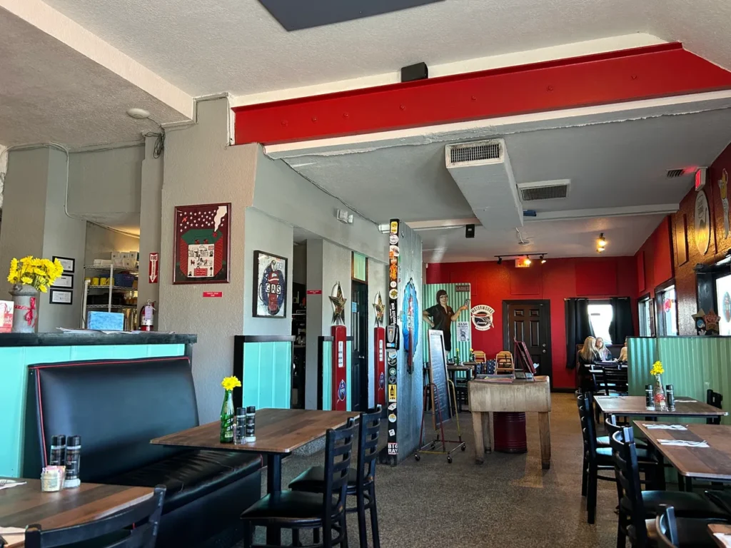 GAS - Full Service Restaurant in St. Augustine is a former gas station The casual interior dining room and booth seating at GAS Full Service Restaurant, featured in our St. Augustine restaurants guide.