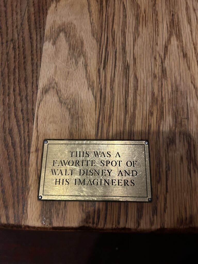 This is the plaque on table 31, the famed Walt Disney table at Tam O'Shanter. Walt Disney and his animators would frequent the Tam O'Shanter and work on creating their timeless characters and films. A commemorative brass plaque marking Table 31, the famous Walt Disney table at the Tam O'Shanter Inn Los Angeles.