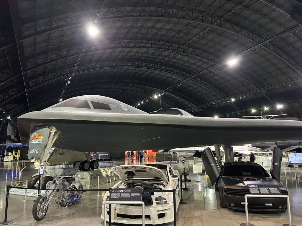 Every conceivable plane or jet you can imagine is on display at the National Museum of the United States Air Force. That includes this Stealth Jet Fighter. A sleek black stealth jet fighter on display inside the hangar at the National Museum of the US Air Force, capturing a piece of Dayton Ohio aviation history.