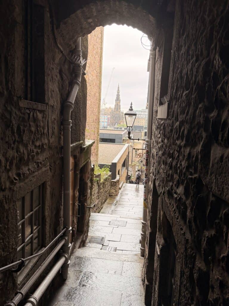 edinburgh travel guide view of scott monument from advocates close at edinburgh