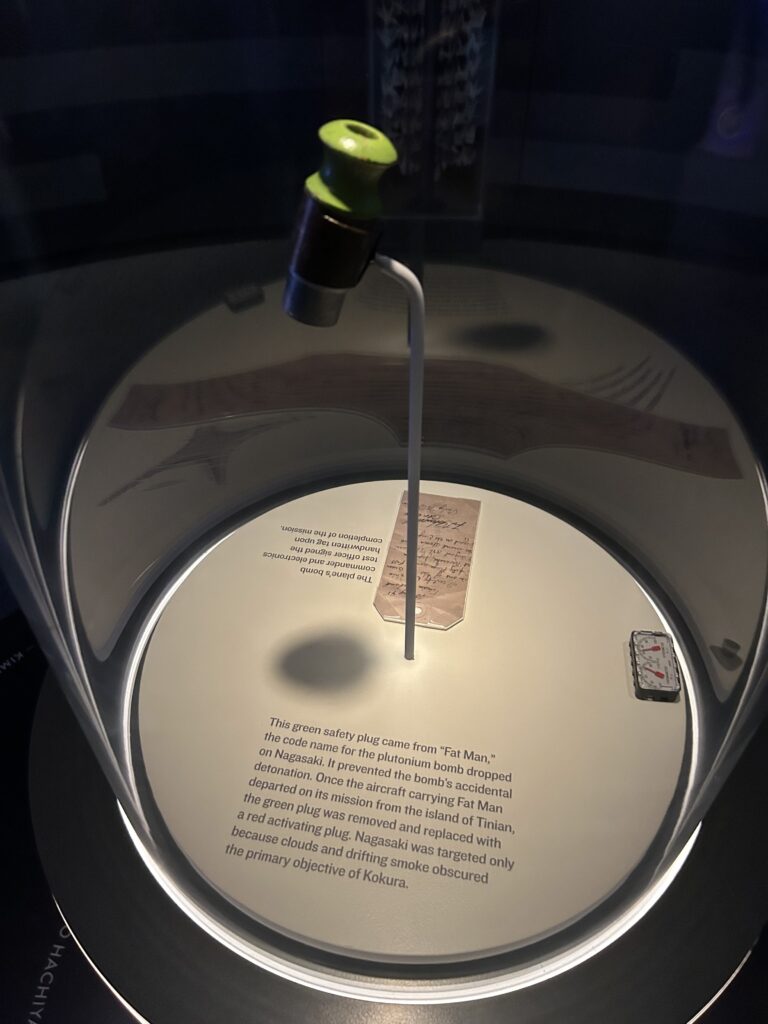 "Fat Man" was the code name for the bomb that dropped on Nagasaki. On display at the Truman Museum is the safety plug for that bomb. "Fat Man" was the code name for the bomb that dropped on Nagasaki. On display at the Truman Museum is the safety plug for that bomb.