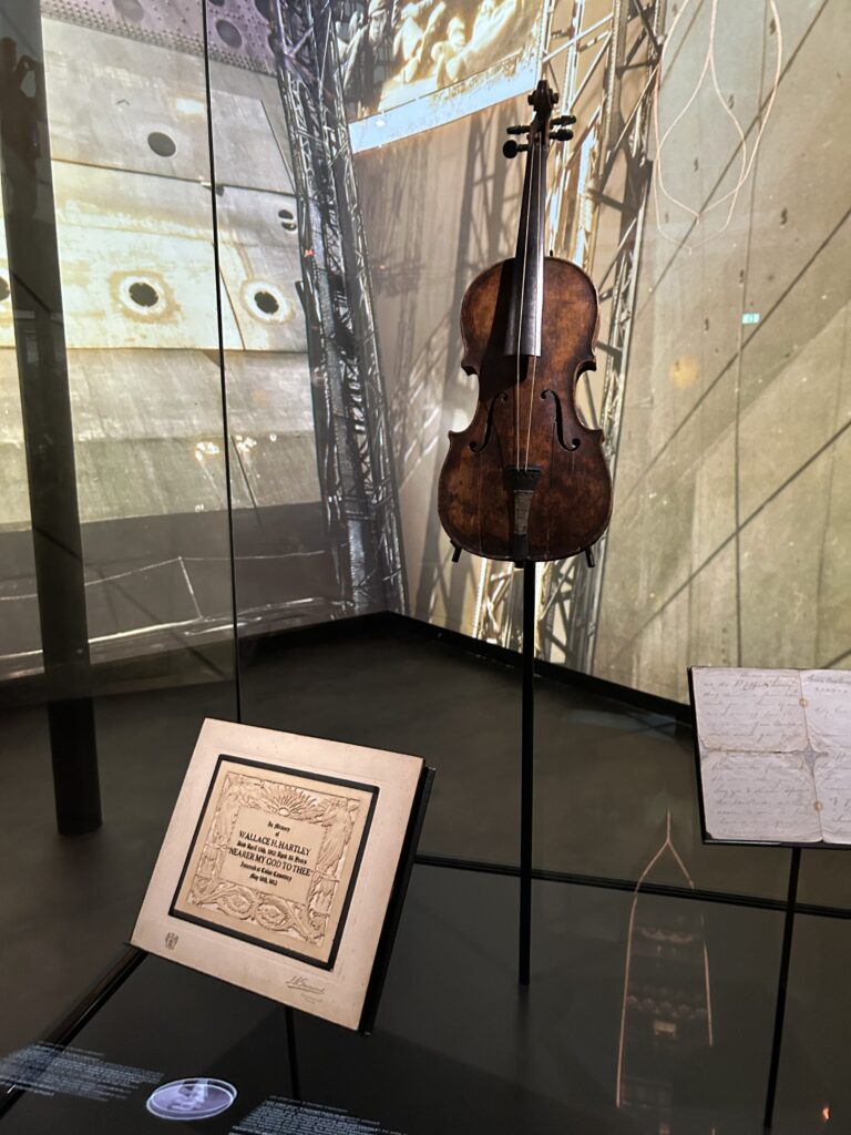 Wallace Hartley's violin from the Titanic Wallace Hartley's historic violin displayed in its glass case, a key artifact highlighted in our Titanic Belfast review.
