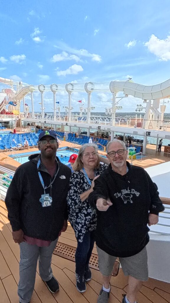 Disney Cruise tips on top deck of a Disney cruise ship