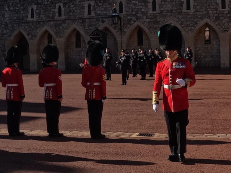 Changing of the Guards ceremony at Buckingham Palace and Windsor Castle England
