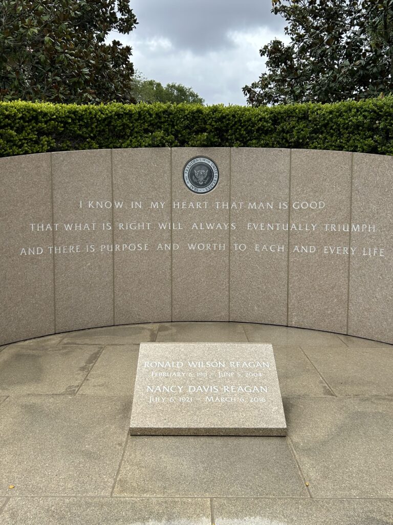 Presidential library tips grave site of Ronald and Nancy Reagan at the Reagan Presidential Library California