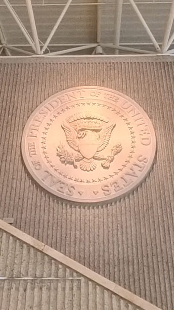 Presidential library travel tips presidential seal at the Gerald Ford Museum in Grand Rapids Michigan
