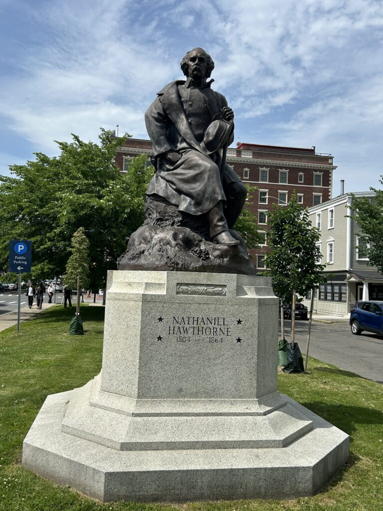 salem nathaniel hawthorne statue at downtown salem