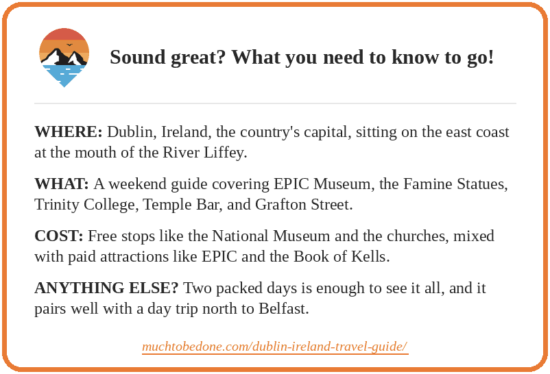 dublin ireland travel guide what you need to know to go infographic