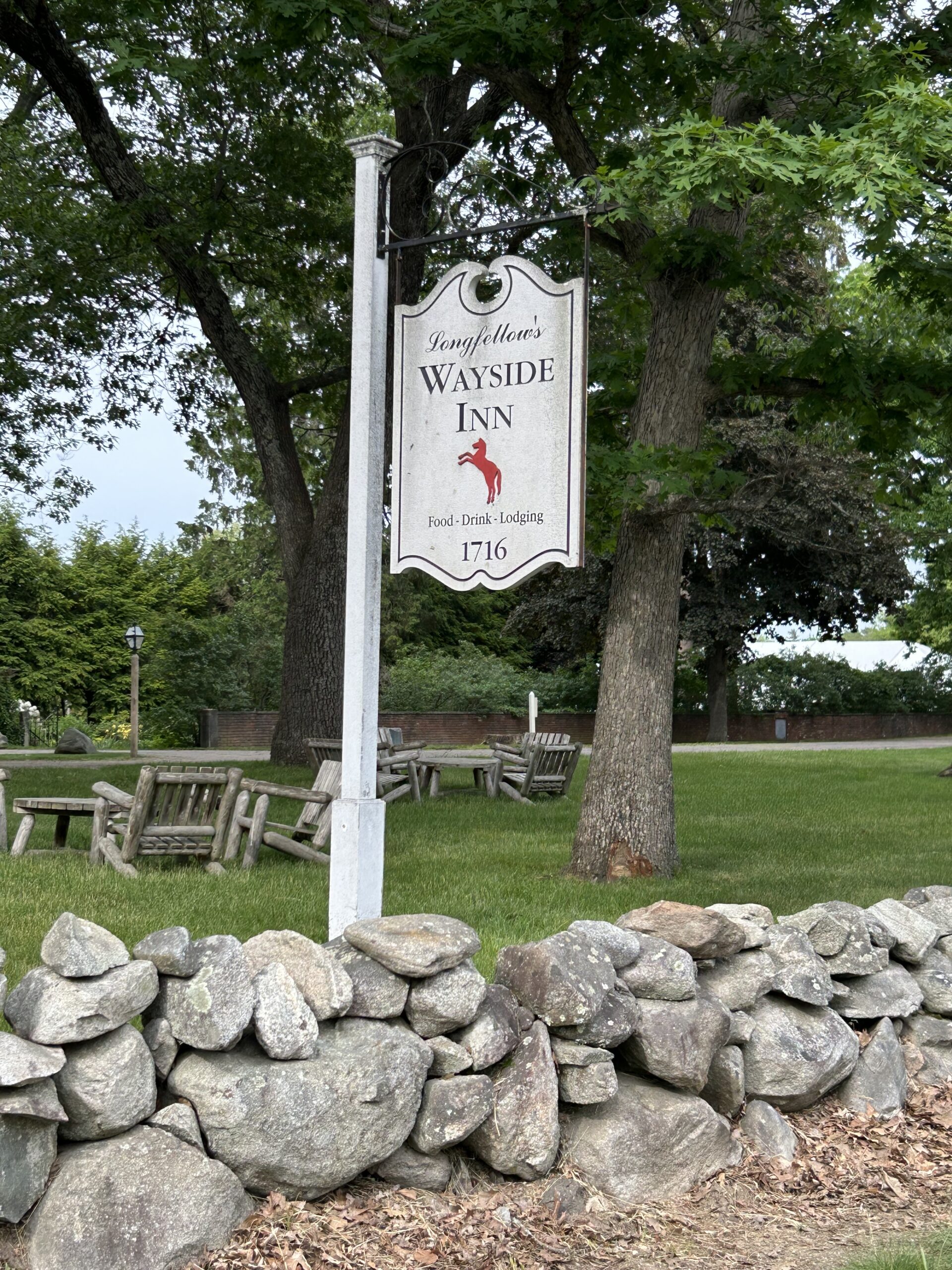 longfellow's wayside inn sign at sudbury ma