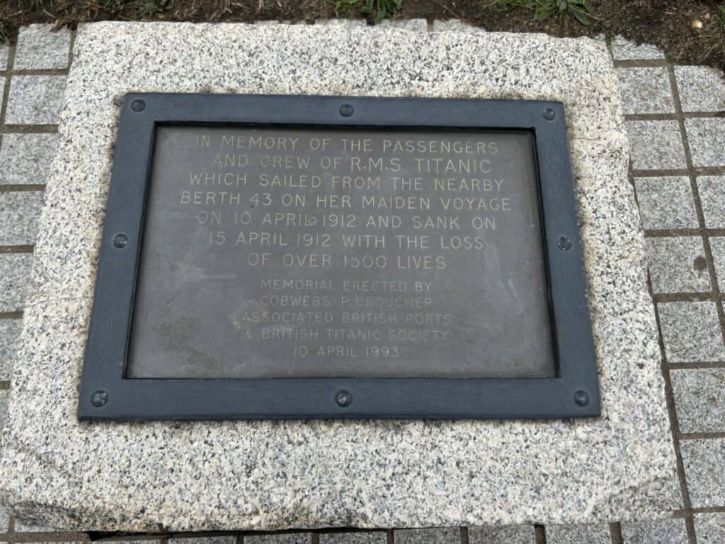 titanic travel guide memorial plaque at berth 43 southampton