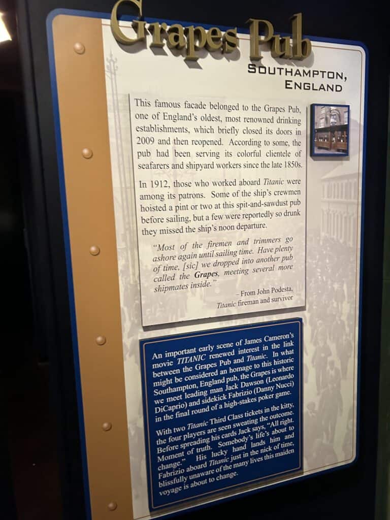 titanic travel guide the grapes pub exhibit at pigeon forge