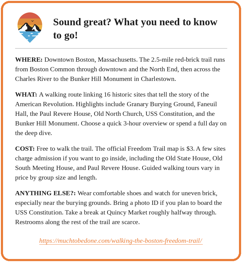 walking the boston freedom trail what you need to know infographic