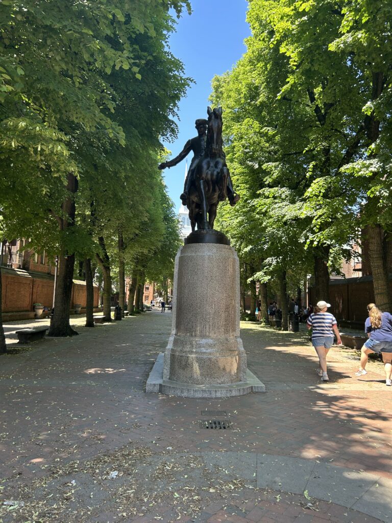 walking the boston freedom trail paul revere statue in the north end