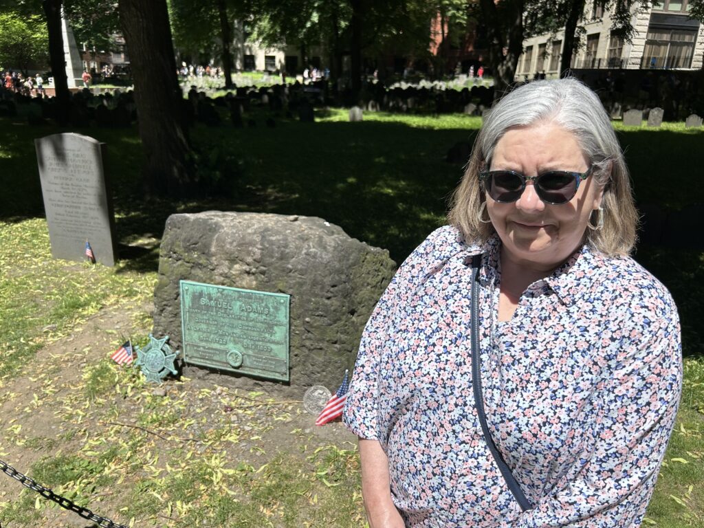 walking the boston freedom trail samuel adams grave at granary burying ground