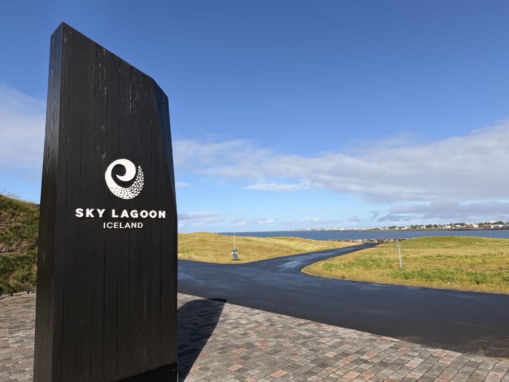 sky lagoon iceland entrance sign at kopavogur