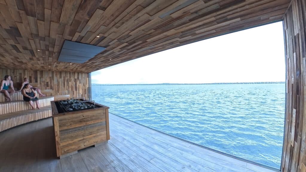sky lagoon iceland ocean view from ylur sauna at kopavogur