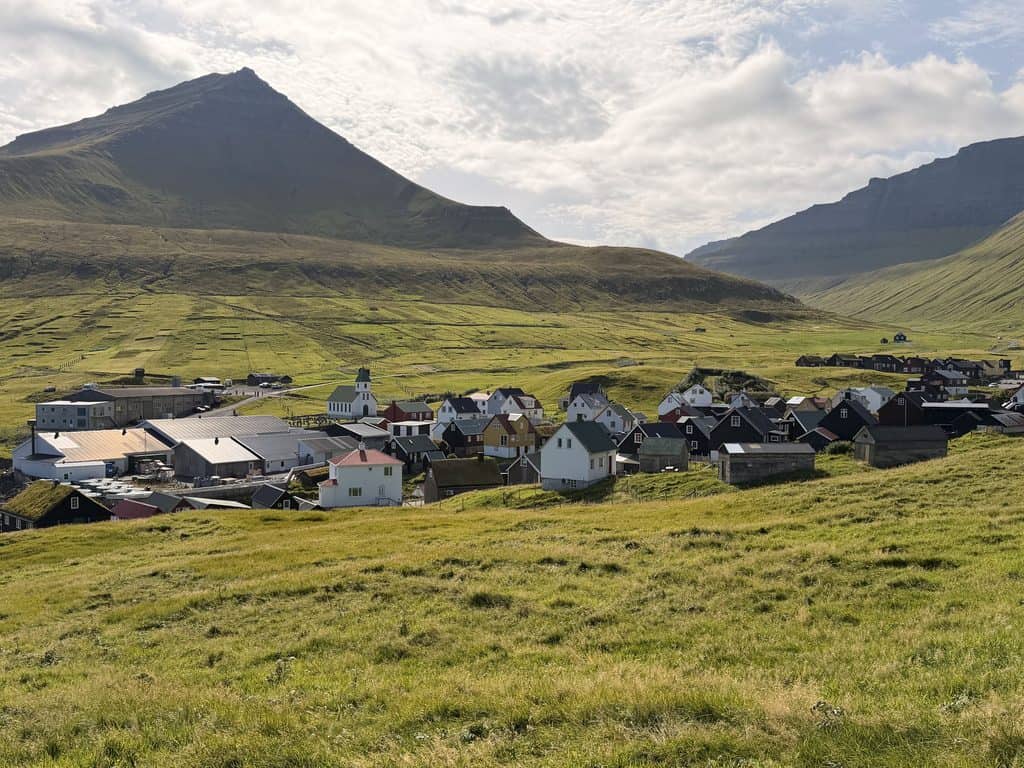faroe islands cruise village fjord at funningur